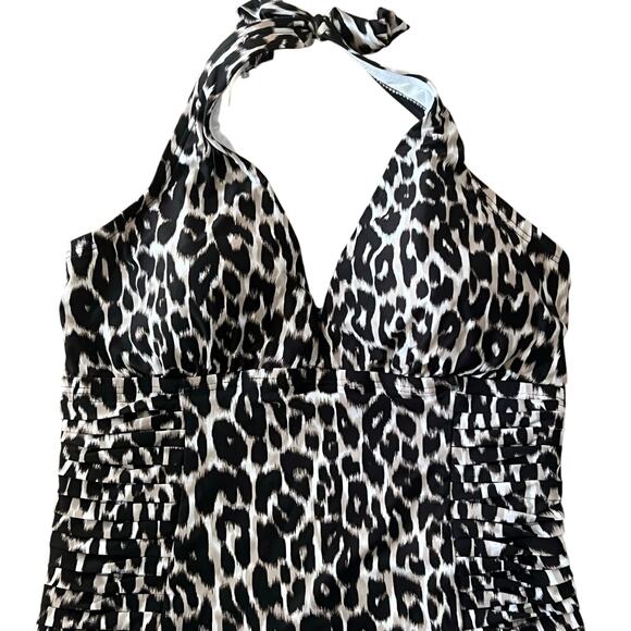 Calvin Klein Women’s Leopard Print Halter One Piece Swimsuit Size 14 Slimming - Picture 3 of 7